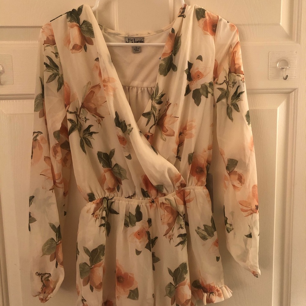 Wrap Floral Romper Ruffle Hem